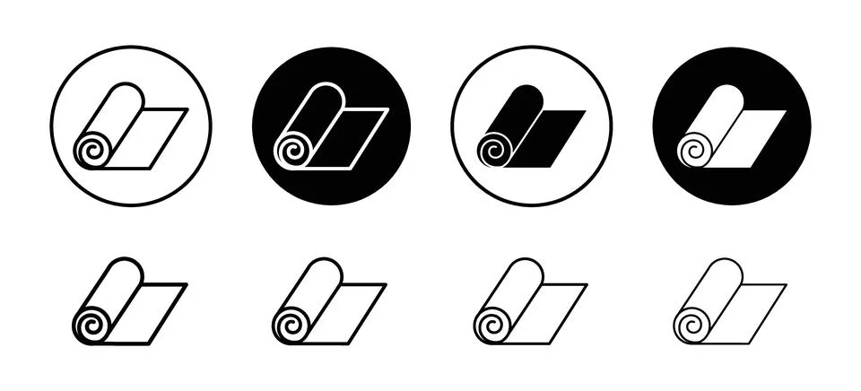 Yoga mat vector icon set collection. Yoga mat Outline flat Icon. Stock Illustration