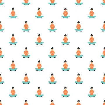 Yoga meditation seamless pattern background for wellness design Stock Illustration