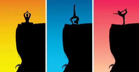 Yoga Meditation on Top of Rock Stock Photos