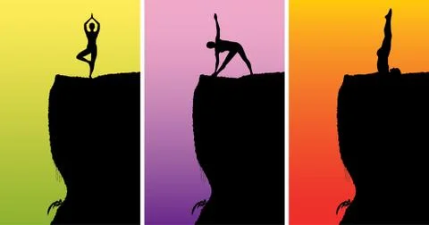 Yoga Meditation on Top of Rock Stock Photos