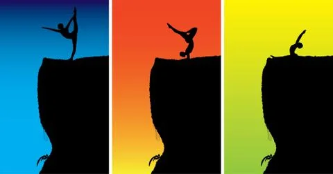 Yoga Meditation on Top of Rock Stock Photos