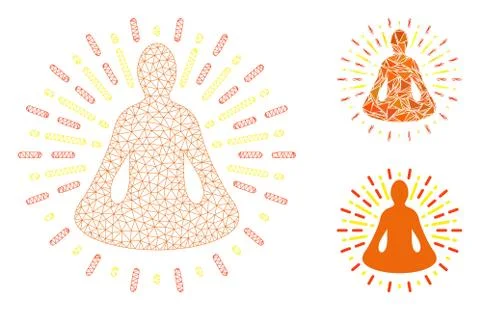 Yoga Meditation Vector Mesh Network Model and Triangle Mosaic Icon Stock Illustration