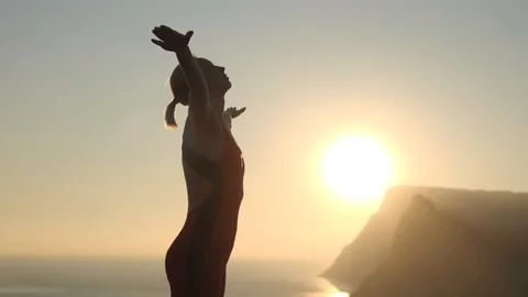 Yoga on the mountain Stock Footage 107078802