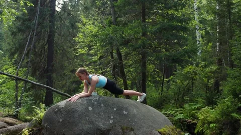 Yoga in nature in the forest Stock Footage 171255761