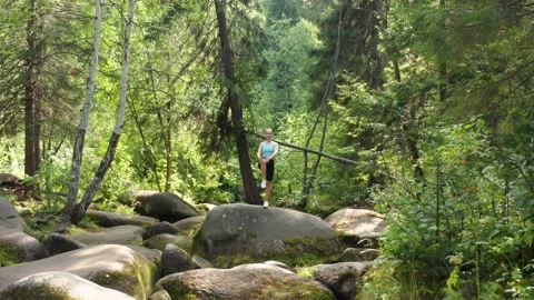 Yoga in nature in the forest Video stock 171256499