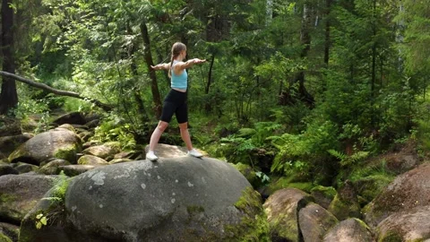 Yoga in nature in the forest Stock Footage 171280126