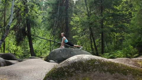 Yoga in nature in the forest Stock Footage 171483081
