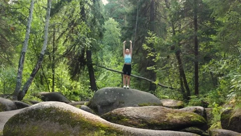 Yoga in nature in the forest Stock Footage 171485258