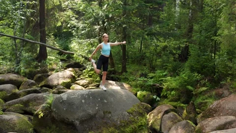 Yoga in nature in the forest Stock Footage 171485739