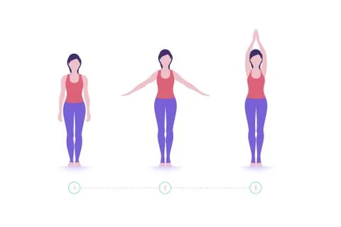 Yoga pose. Home workouts. Exercise step by step. Vector Stock Illustration