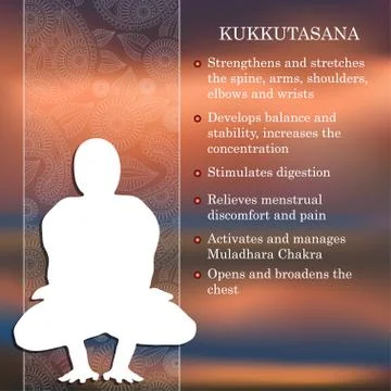 Yoga pose infographics, benefits of practice Stock Illustration