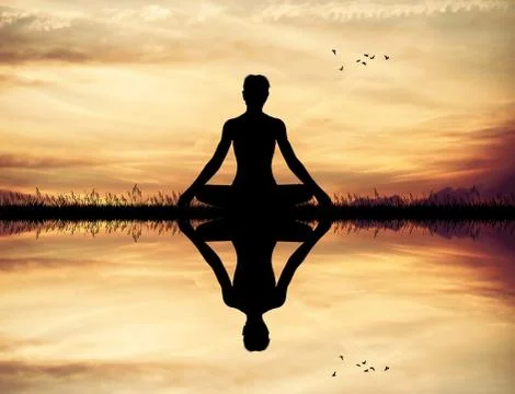 Yoga pose at sunset Stock Illustration