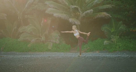 Yoga poses on the beach Stock Footage 108181763