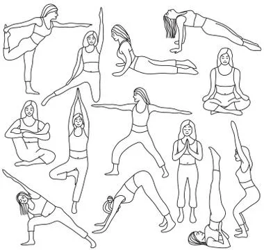 Yoga poses collection - vector Stock Illustration