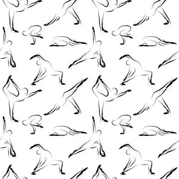 Yoga poses seamless vector pattern Stock Illustration