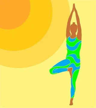 Yoga poses: Tree pose Stock Illustration