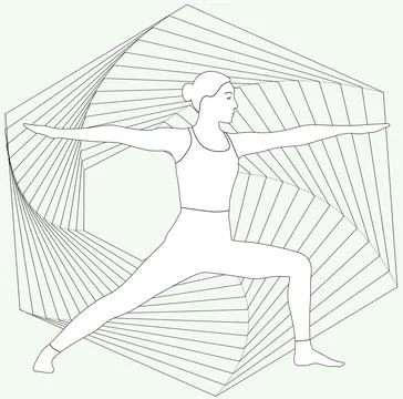 Yoga poses: Warrior Two Stock Illustration