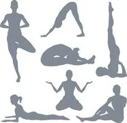 Girl doing yoga, Different yoga poses set of female characters