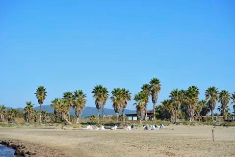 Yoga practice on a beach Stock Photos