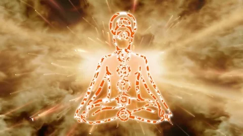 Yoga practice. Meditating Man. Chakras activation. HD Stock Footage 80865034