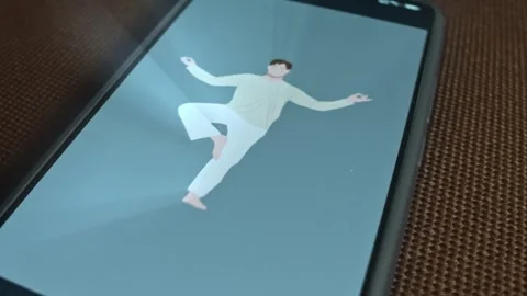 Yoga practicing man in white outfit meditating, presentation Stock Footage 309684311