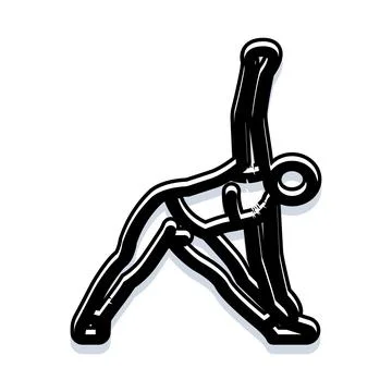 Yoga practitioner performing triangle pose stretching exercise Stock Illustration