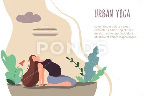 Yoga for pregnant woman in nature Stock Illustration