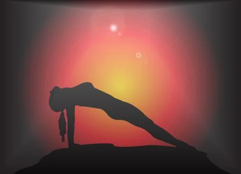 Yoga Reverse Plank Pose Glare Background Stock Illustration