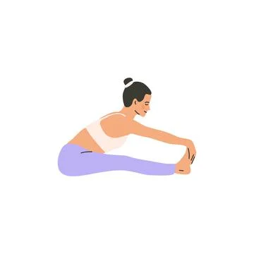 Yoga seated forward bend pose hand drawn illustration Stock Illustration