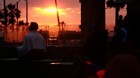 Yoga session at sunset. Video stock 73059852