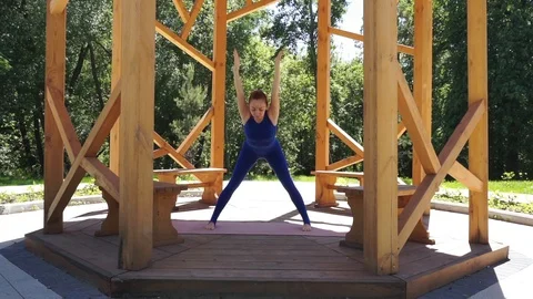 Yoga set for accuracy and flexibility training finish Stock Footage 90380743