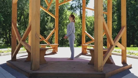 Yoga set with balance Stock Footage 90380597