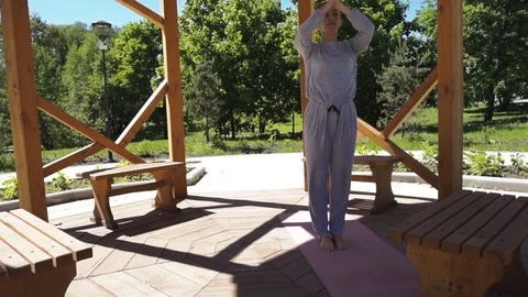 Yoga set with balance in motion Stock Footage 90380910