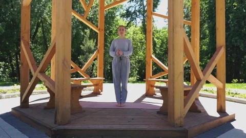 Yoga set with inclines Stock Footage 90380535
