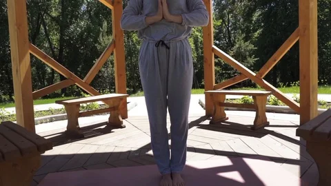 Yoga set with inclines in motion Stock Footage 90380873