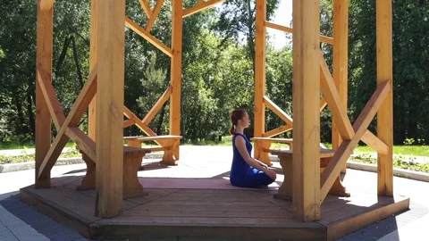 Yoga set of poses on back Stock Footage 90380783