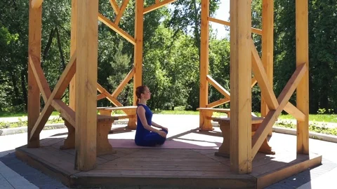 Yoga set with push ups Stock Footage 90380828