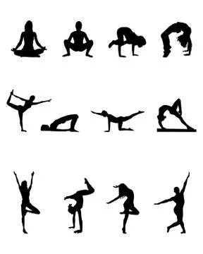 Yoga silhouettes Stock Illustration