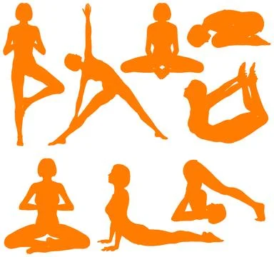 Yoga Silhouettes 스톡 일러스트