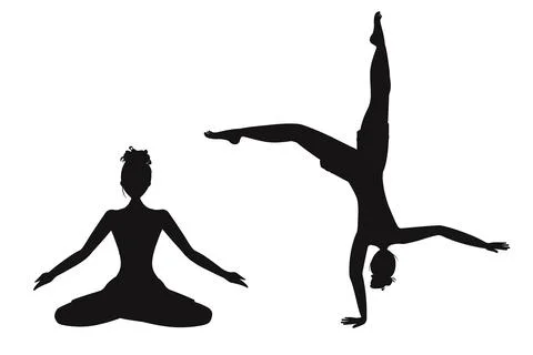 Yoga. silhouettes poses. Stock Illustration