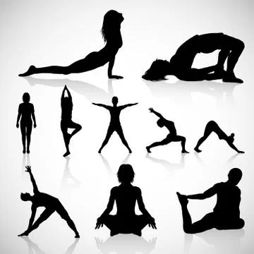 Yoga Silhouettes Vector Stock Illustration