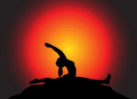 Yoga Splits Pose Sun Background Stock Illustration