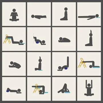Yoga stick man set Stock Illustration