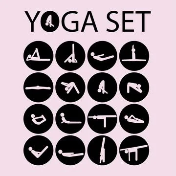 Yoga stick man set Stock Illustration