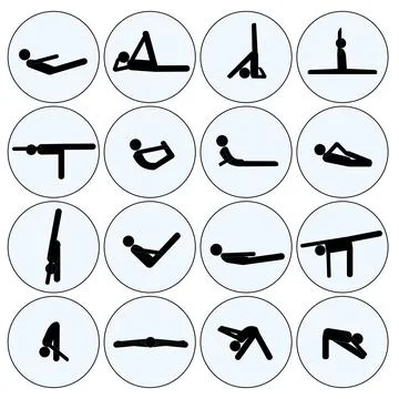 Yoga stick man set Stock Illustration