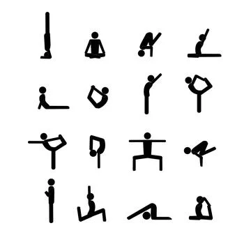 Yoga stick man set Stock Illustration