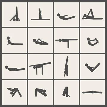 Yoga stick man set Stock Illustration
