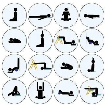 Yoga stick man set Stock Illustration