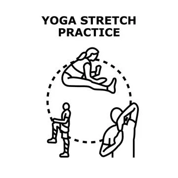 Yoga stretch practice movement exercises concept Stock Illustration