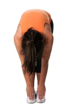 Yoga stretching toe touch Stock Photos